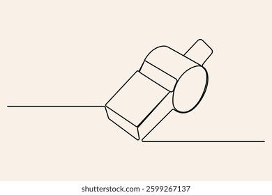 A simple, elegant single line drawing of a sports referee's whistle
