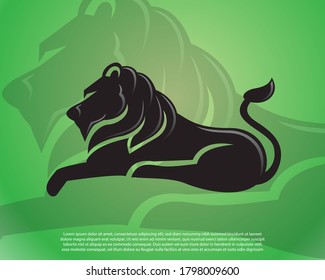 Simple elegant sitting lion king logo icon symbol design illustration