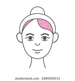 A simple and elegant skincare icon featuring a woman's face with a headband, representing self-care, beauty routines, and facial treatments