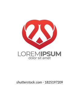 Simple Elegant SS Letter heart Logo Design
