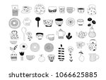 Simple, elegant and stylish collection of modern hand drawn kitchenware, japanese ceramics, logos and illustrations, craft and handmade concept