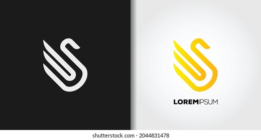 simple elegant swan logo template vector set