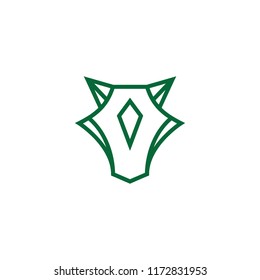Simple elegant symmetrical wolf monoline logo tattoo design