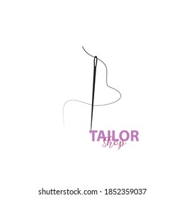 simple and elegant tailor logo, combining sewing thread and needle