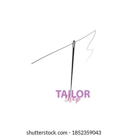 simple and elegant tailor logo, combining sewing thread and needle