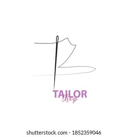 simple and elegant tailor logo, combining sewing thread and needle