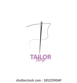 simple and elegant tailor logo, combining sewing thread and needle