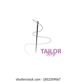 simple and elegant tailor logo, combining sewing thread and needle