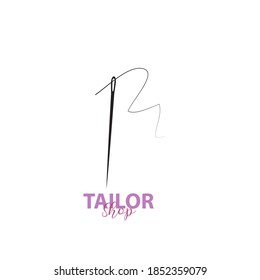 simple and elegant tailor logo, combining sewing thread and needle