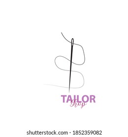 simple and elegant tailor logo, combining sewing thread and needle