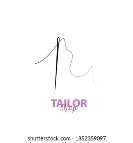 simple and elegant tailor logo, combining sewing thread and needle