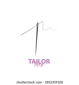 simple and elegant tailor logo, combining sewing thread and needle