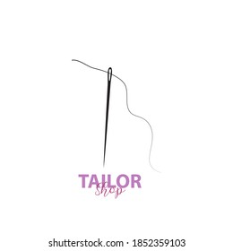 simple and elegant tailor logo, combining sewing thread and needle