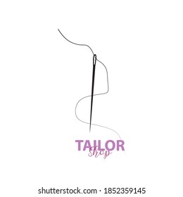 simple and elegant tailor logo, combining sewing thread and needle