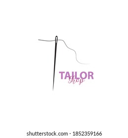 simple and elegant tailor logo, combining sewing thread and needle