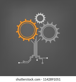 Simple and elegant tech tree illustration for branding identity. Vector image.