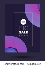 simple elegant template for banner with twisted purple volumetric lines and rectangle frame on the black backdrop