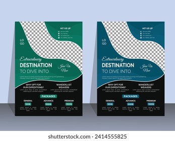 Simple and elegant template for creating travel flyers for travel agencies
