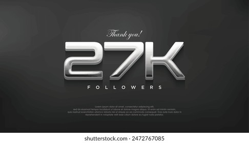 Simple and elegant thank you 27k followers, with a modern shiny silver color.