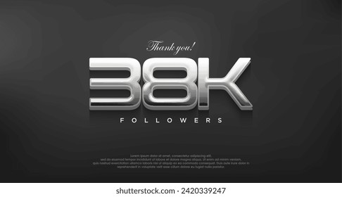Simple and elegant thank you 38k followers, with a modern shiny silver color.