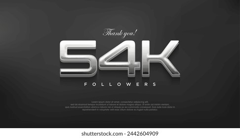 Simple and elegant thank you 54k followers, with a modern shiny silver color.