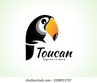 simple elegant toucan bird perch illustration logo icon symbol design inspiration