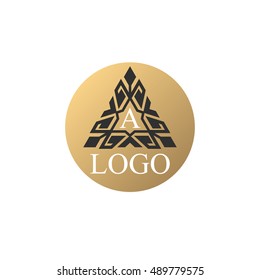 Simple and elegant triangle monogram design template with letter A. Hotel, boutique, jewelry magazine, company or spa logo.