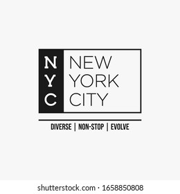 Simple elegant typography design of new york city, usa with characteristic of the city for shirt print