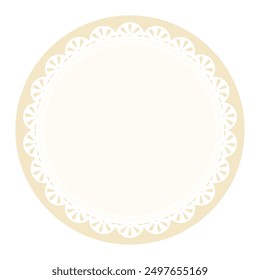 Simple Elegant Vanilla Brown Circular Frame Decorated With Round Scalloped Lace Design