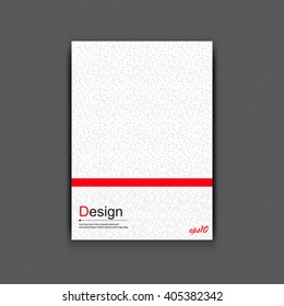 Simple and elegant vector cover material design in white color with red stripe and different patterns. Cover page digital concept in A4 format.