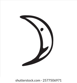 Simple and elegant vector illustration of a crescent moon, perfect for night, space, and astrology themes. Ideal for digital projects, logos, and prints