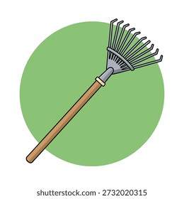 Eine einfache und elegante Vektorgrafik einer Gartenharke, perfekt für Gartenarbeit und Gartenarbeit. Ideal für Haus-, Garten- und Landschaftsgestaltung.