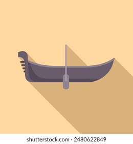 Simple, elegant vector illustration of a venetian gondola, casting a long shadow