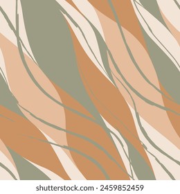 Simple elegant vector seamless pattern in pastel colors, smooth lines, slope, brush lines, wavy lines, 
