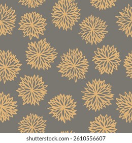 
Simple elegant vector seamless pattern with hand drawn yellow flowers on grey background.