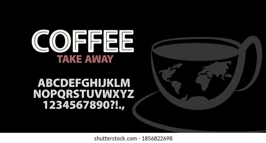 Simple and elegant vintage font and coffee cup vector illustration
