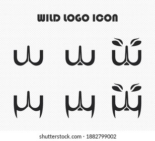 
simple elegant w letter logo and beast face