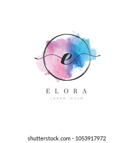 Simple Elegant Water Color Letter Type ELogo Sign Symbol Icon