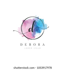 Simple Elegant Water Color Letter Type D Logo Sign Symbol Icon