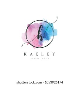 Simple Elegant Water Color Letter Type K Logo Sign Symbol Icon