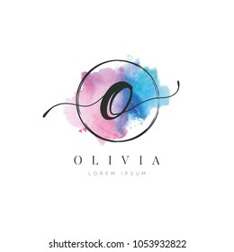 Simple Elegant Water Color Letter Type O Logo Sign Symbol Icon