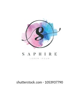 Simple Elegant Water Color Letter Type S Logo Sign Symbol Icon