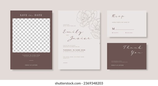 Plantilla de tarjeta de boda simple y elegante