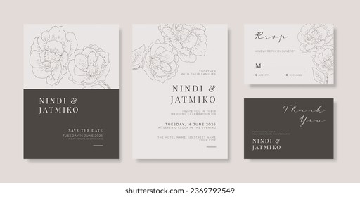 Plantilla de tarjeta de boda simple y elegante