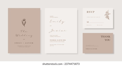 Einfache und elegante Hochzeitskartenvorlage