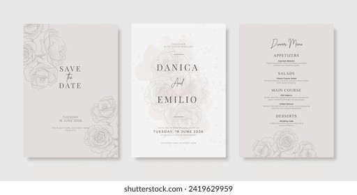 Plantilla de tarjeta de boda simple y elegante