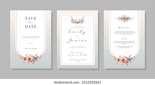 Plantilla de tarjeta de boda simple y elegante