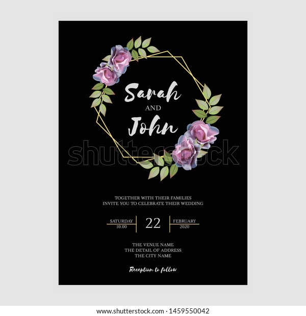 Simple Elegant Wedding Invitation Card Template Stock Vector Royalty Free 1459550042