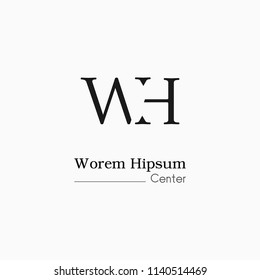 Simple elegant 'WH' letters logo for branding identity. Vector image.