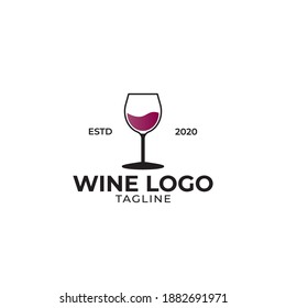 Diseño elegante y sencillo de logotipo de vinos y bares
